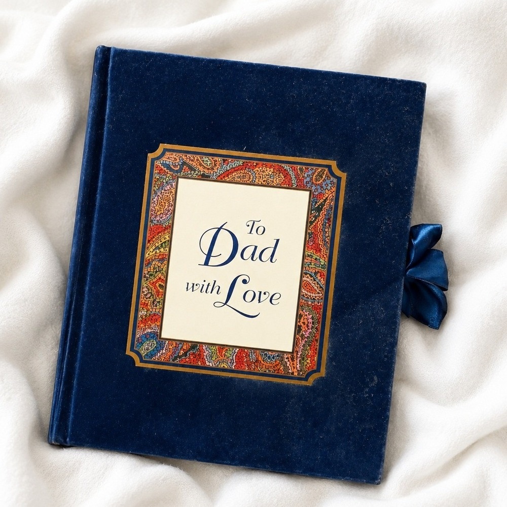 Vintage Photo Album‎ Suede Cover Memory Keepsake Book To Dad With Love